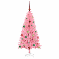 Produktbild för Julgran med 150 LED-lampor med stativ Rosa 150 cm PVC