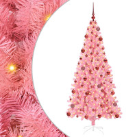 Produktbild för Julgran med 300 LED-lampor med stativ Rosa 180 cm PVC