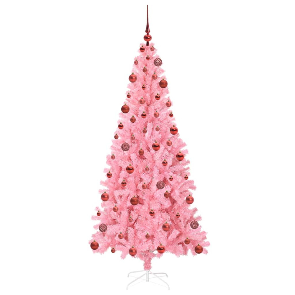 Produktbild för Julgran med 300 LED-lampor med stativ Rosa 180 cm PVC