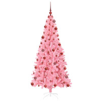Produktbild för Julgran med 300 LED-lampor med stativ Rosa 180 cm PVC