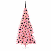 Produktbild för Julgran med 300 LED-lampor med stativ Rosa 180 cm PVC