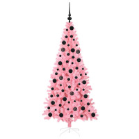 Produktbild för Julgran med 300 LED-lampor med stativ Rosa 180 cm PVC
