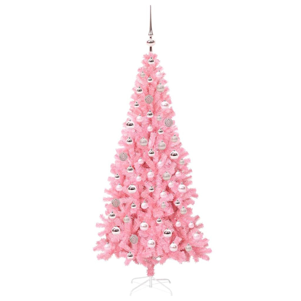 Produktbild för Julgran med 300 LED-lampor med stativ Rosa 180 cm PVC