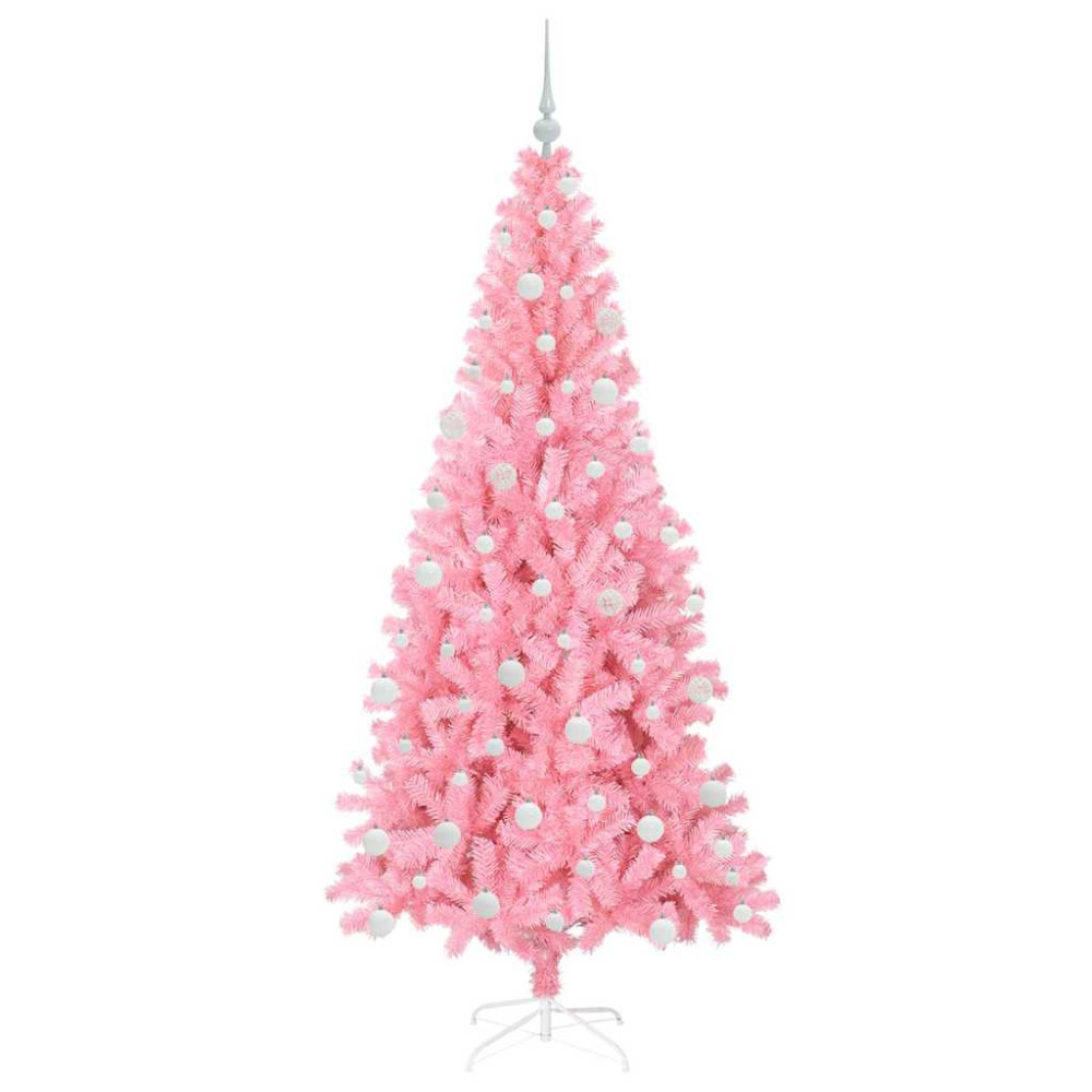 Produktbild för Julgran med 300 LED-lampor med stativ Rosa 180 cm PVC
