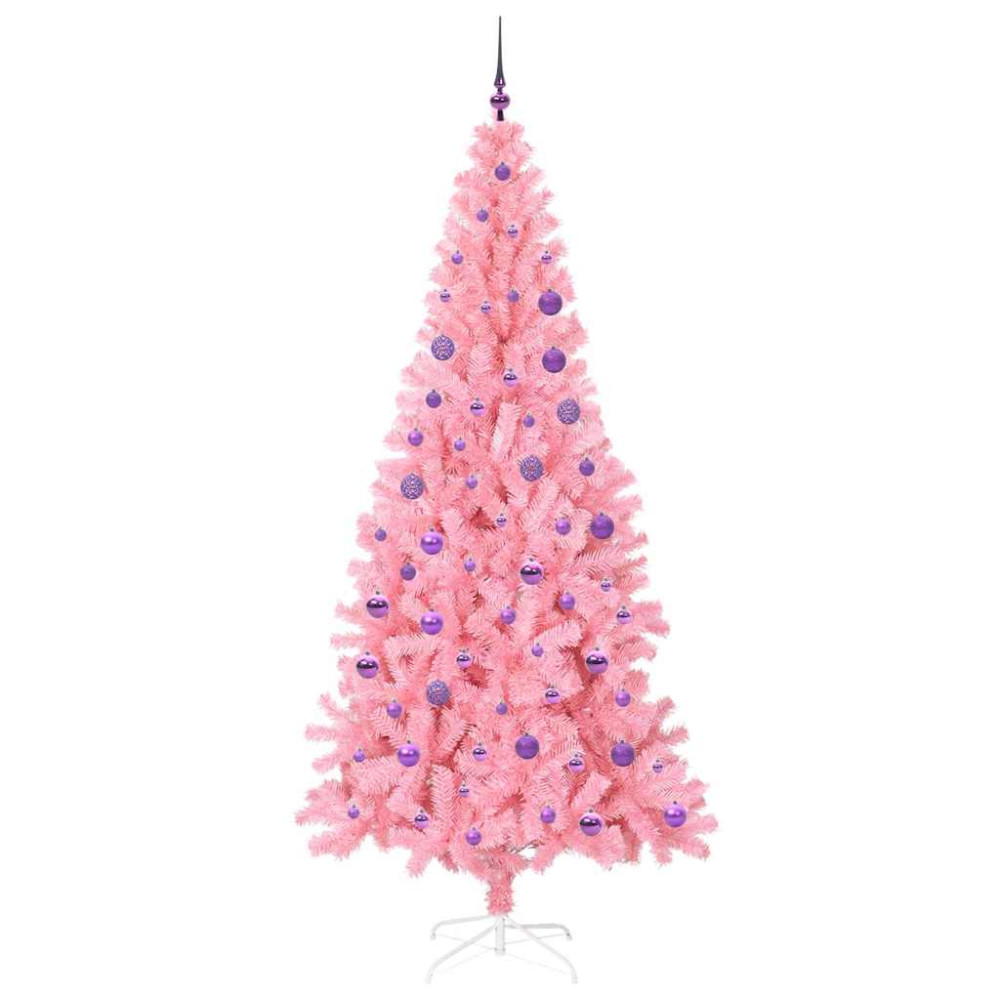 Produktbild för Julgran med 300 LED-lampor med stativ Rosa 180 cm PVC