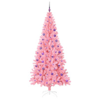 Produktbild för Julgran med 300 LED-lampor med stativ Rosa 180 cm PVC