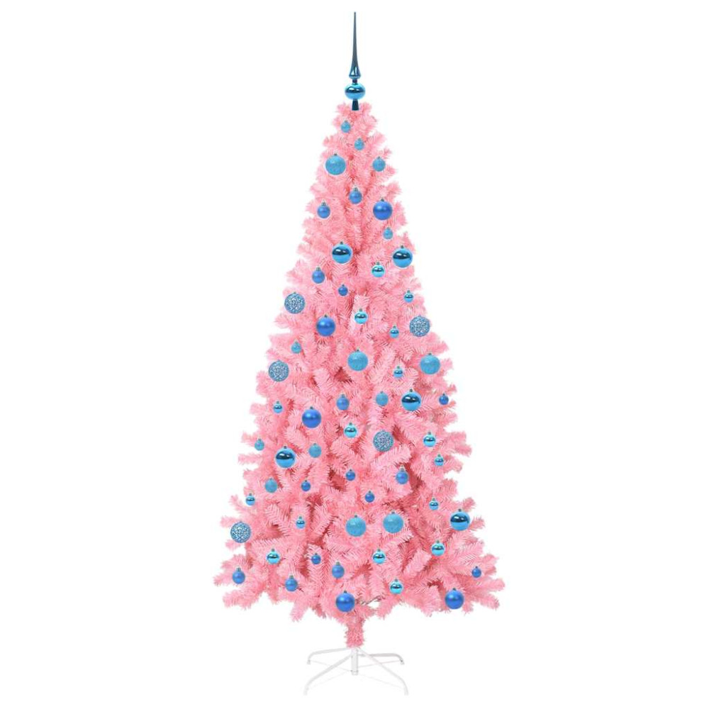Produktbild för Julgran med 300 LED-lampor med stativ Rosa 180 cm PVC
