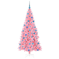 Produktbild för Julgran med 300 LED-lampor med stativ Rosa 180 cm PVC