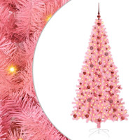 Produktbild för Julgran med 300 LED-lampor med stativ Rosa 210 cm PVC