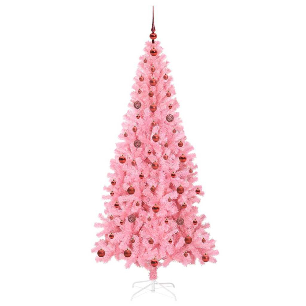 Produktbild för Julgran med 300 LED-lampor med stativ Rosa 210 cm PVC