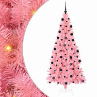 Produktbild för Julgran med 300 LED-lampor med stativ Rosa 210 cm PVC