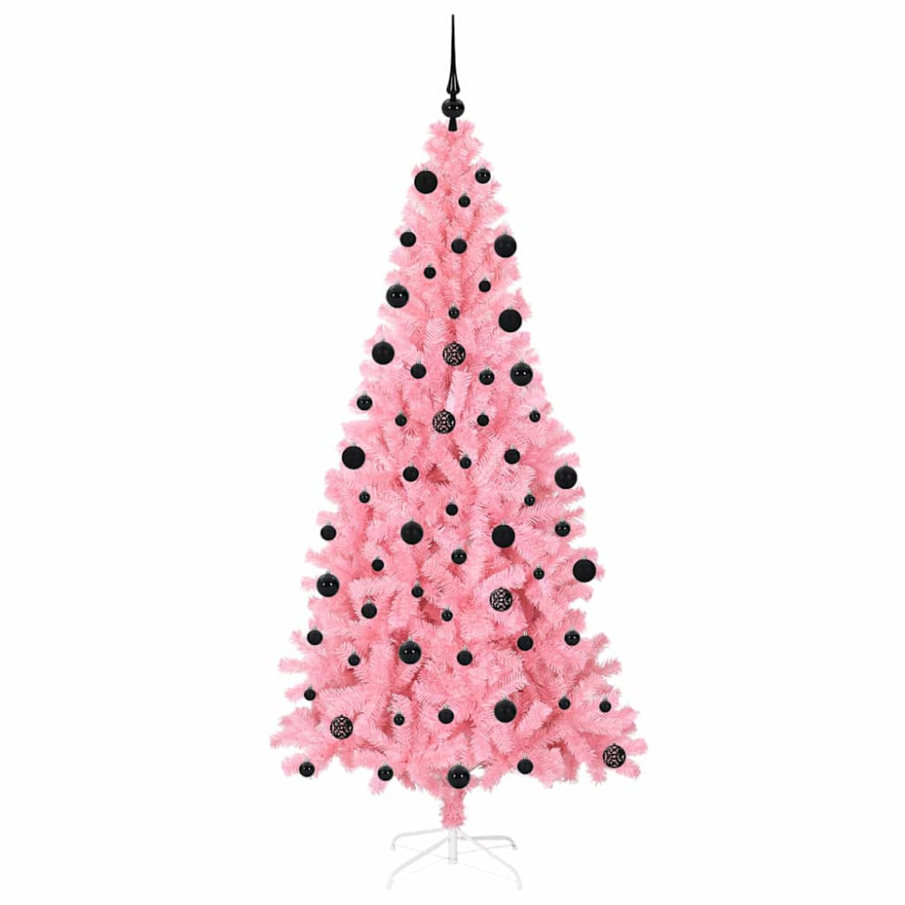 Produktbild för Julgran med 300 LED-lampor med stativ Rosa 210 cm PVC