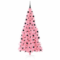 Produktbild för Julgran med 300 LED-lampor med stativ Rosa 210 cm PVC
