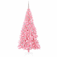 Produktbild för Julgran med 300 LED-lampor med stativ Rosa 210 cm PVC