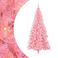 Produktbild för Julgran med 300 LED-lampor med stativ Rosa 210 cm PVC