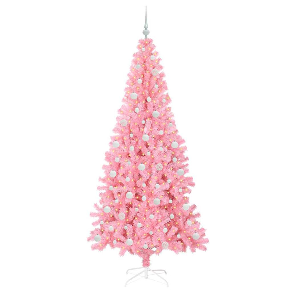 Produktbild för Julgran med 300 LED-lampor med stativ Rosa 210 cm PVC