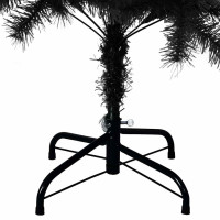 Produktbild för Julgran med 150 LED-lampor med stativ Svart 120 cm PVC