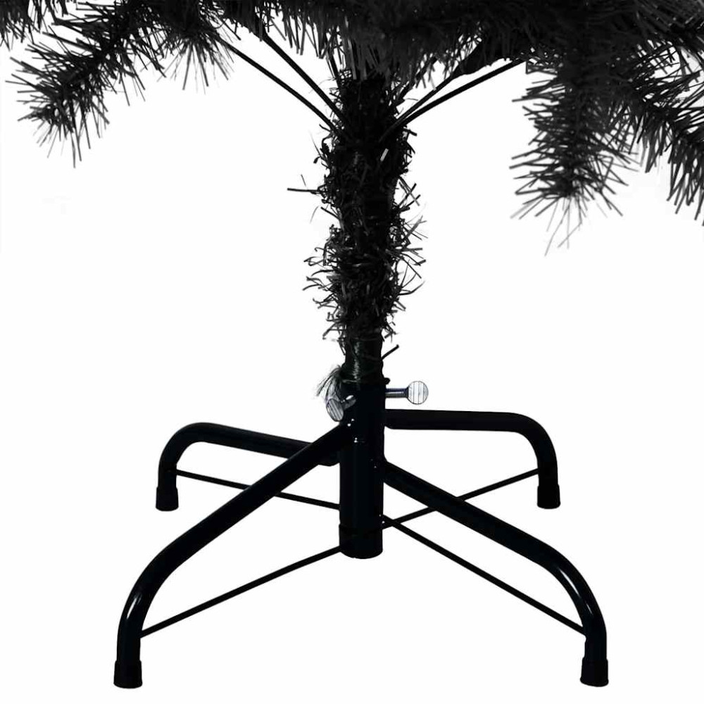 Produktbild för Julgran med 150 LED-lampor med stativ Svart 150 cm PVC