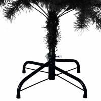 Produktbild för Julgran med 150 LED-lampor med stativ Svart 150 cm PVC