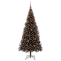 Produktbild för Julgran med 300 LED-lampor med stativ Svart 180 cm PVC