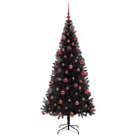 Produktbild för Julgran med 300 LED-lampor med stativ Svart 180 cm PVC