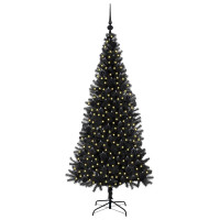 Produktbild för Julgran med 300 LED-lampor med stativ Svart 180 cm PVC