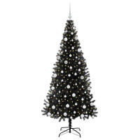 Produktbild för Julgran med 300 LED-lampor med stativ Svart 180 cm PVC