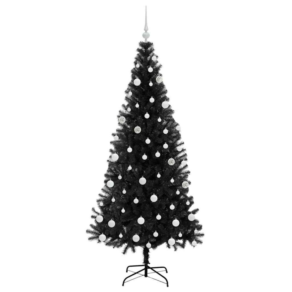 Produktbild för Julgran med 300 LED-lampor med stativ Svart 180 cm PVC