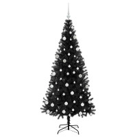 Produktbild för Julgran med 300 LED-lampor med stativ Svart 180 cm PVC