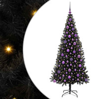 Produktbild för Julgran med 300 LED-lampor med stativ Svart 180 cm PVC