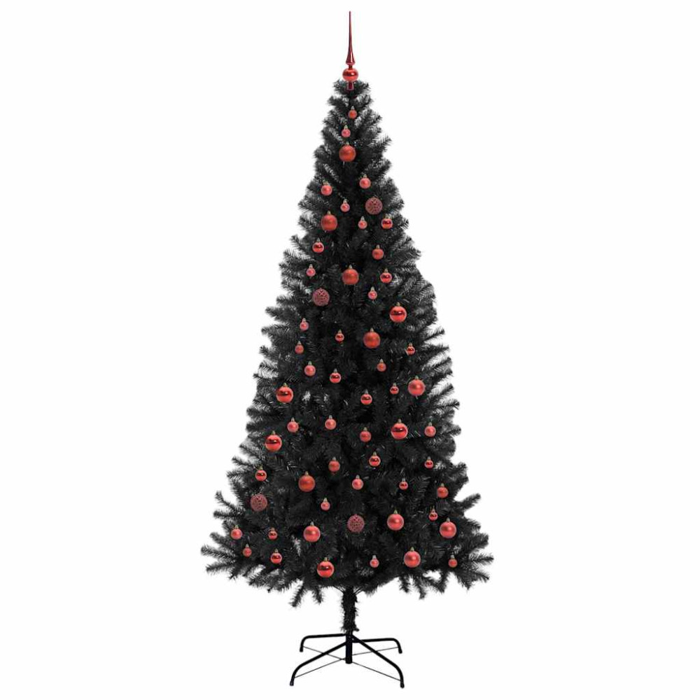 Produktbild för Julgran med 300 LED-lampor med stativ Svart 210 cm PVC