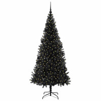 Produktbild för Julgran med 300 LED-lampor med stativ Svart 210 cm PVC