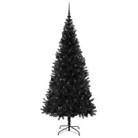Produktbild för Julgran med 300 LED-lampor med stativ Svart 210 cm PVC