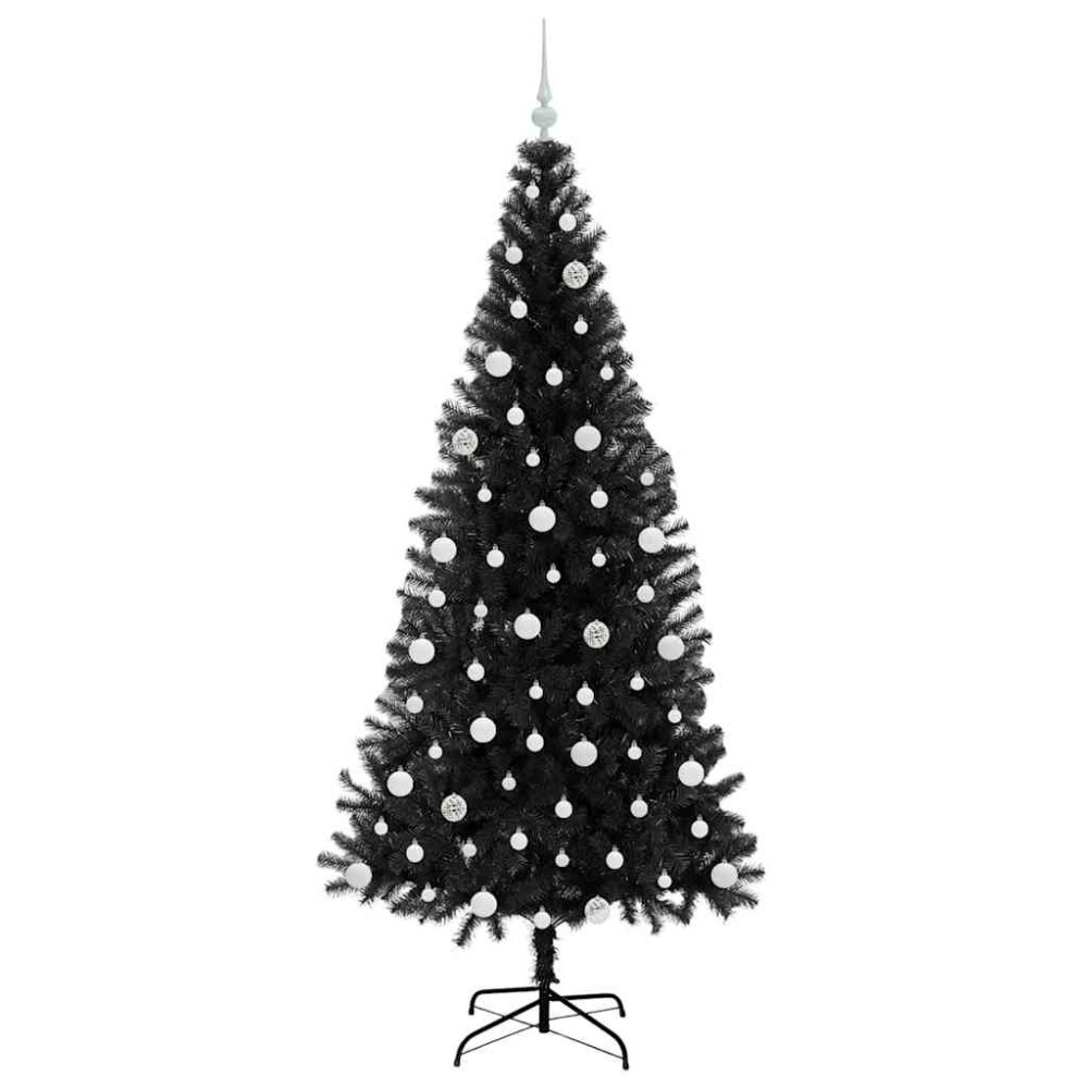 Produktbild för Julgran med 300 LED-lampor med stativ Svart 210 cm PVC