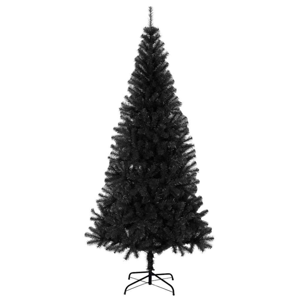 Produktbild för Julgran med 300 LED-lampor med stativ Svart 210 cm PVC