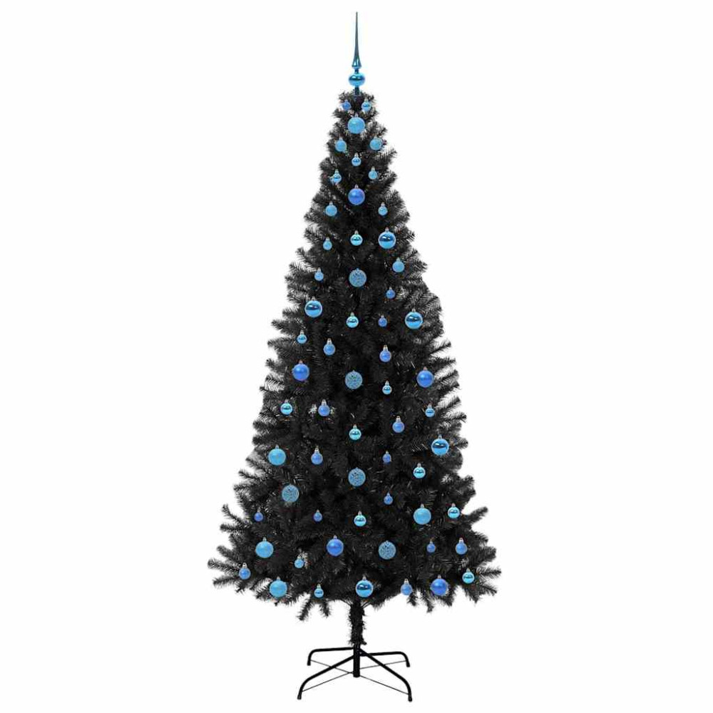 Produktbild för Julgran med 300 LED-lampor med stativ Svart 210 cm PVC
