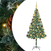 Produktbild för Konstgjord julgran med 300 LED-lampor Grön 180 cm PVC och Stål