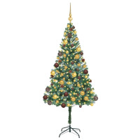 Produktbild för Konstgjord julgran med 300 LED-lampor Grön 180 cm PVC och Stål
