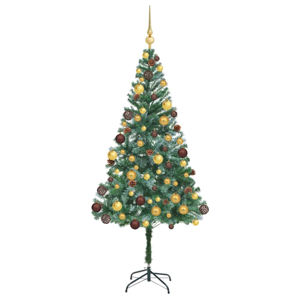 Produktbild för Konstgjord julgran med 300 LED-lampor Grön 180 cm PVC och Stål