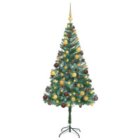 Produktbild för Konstgjord julgran med 300 LED-lampor Grön 180 cm PVC och Stål