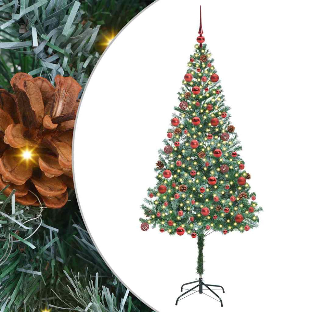 Produktbild för Konstgjord julgran med 300 LED-lampor Grön 180 cm PVC och Stål
