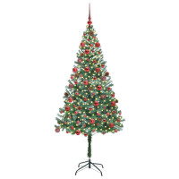 Produktbild för Konstgjord julgran med 300 LED-lampor Grön 180 cm PVC och Stål