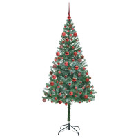 Produktbild för Konstgjord julgran med 300 LED-lampor Grön 180 cm PVC och Stål