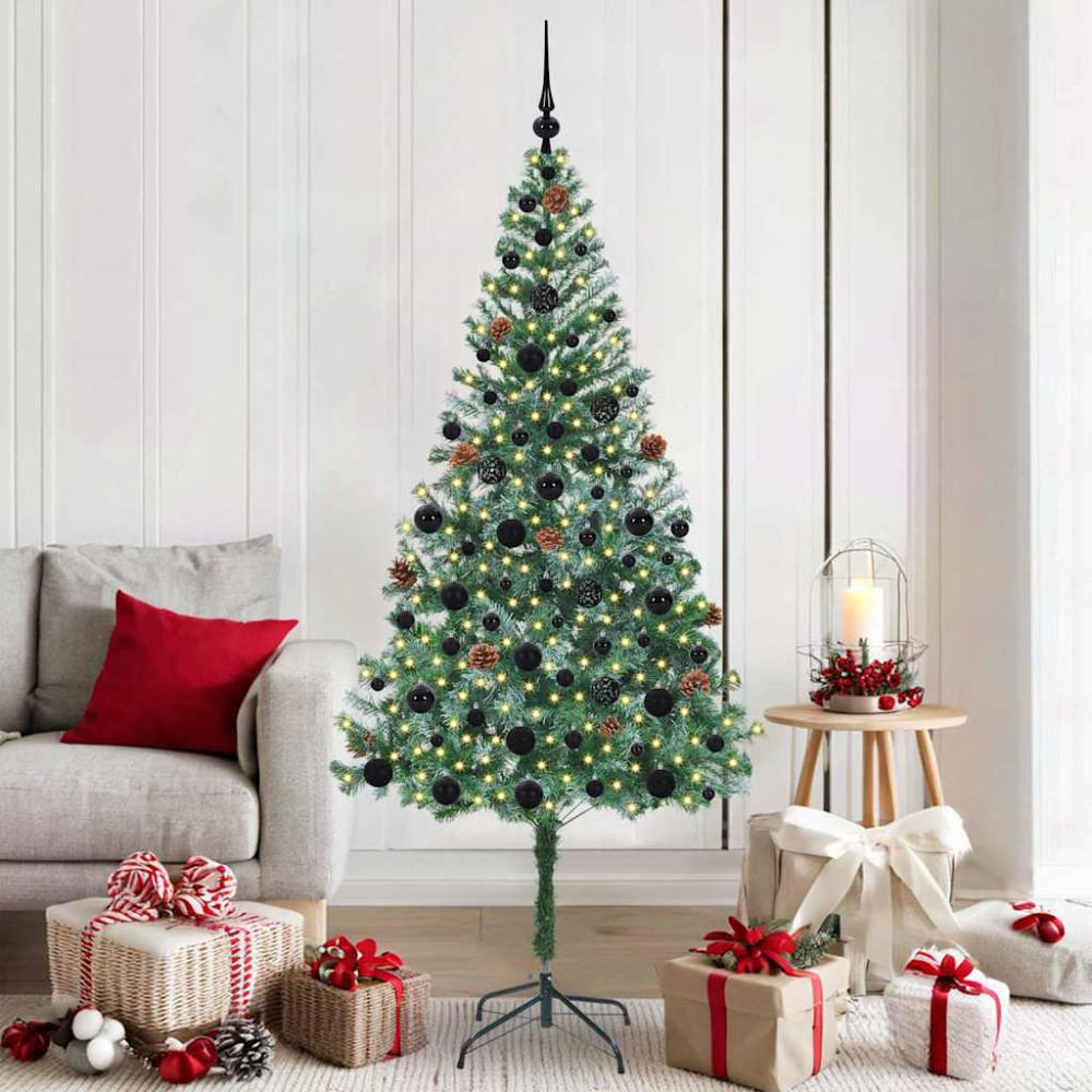 Produktbild för Konstgjord julgran med 300 LED-lampor Grön 180 cm PVC och Stål