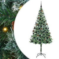 Produktbild för Konstgjord julgran med 300 LED-lampor Grön 180 cm PVC och Stål