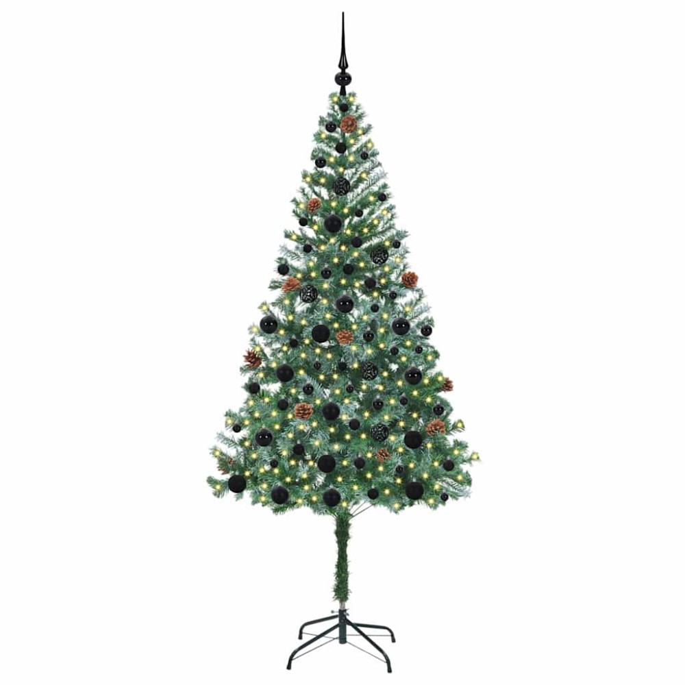 Produktbild för Konstgjord julgran med 300 LED-lampor Grön 180 cm PVC och Stål