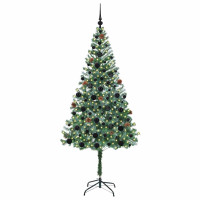 Produktbild för Konstgjord julgran med 300 LED-lampor Grön 180 cm PVC och Stål