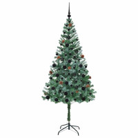 Produktbild för Konstgjord julgran med 300 LED-lampor Grön 180 cm PVC och Stål