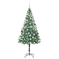 Produktbild för Konstgjord julgran med 300 LED-lampor Grön 180 cm PVC och Stål