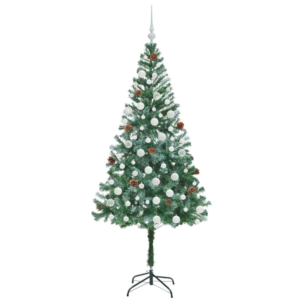 Produktbild för Konstgjord julgran med 300 LED-lampor Grön 180 cm PVC och Stål